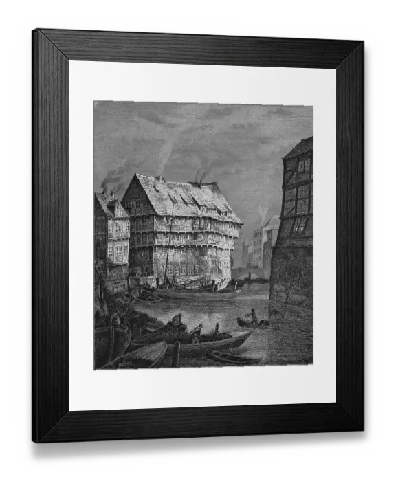 Framed Print : Town canal, waterway, in Hamburg Framed Print : Town canal, waterway, in Hamburg