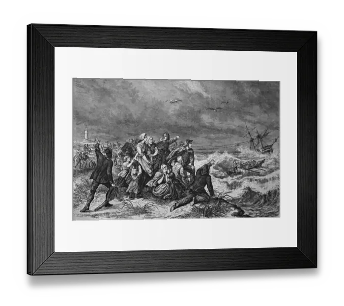 Framed Print : Maritime rescue of shipwrecked people with a rocket apparatus