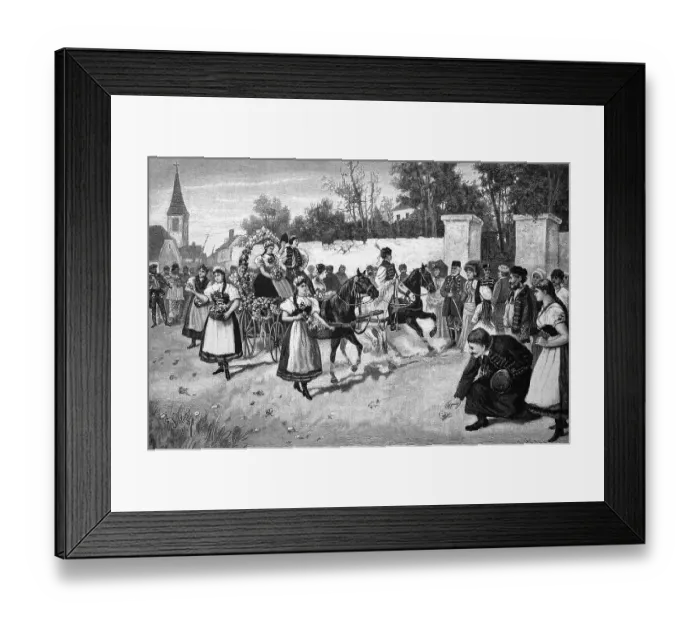 Framed Print : The Feast of the Rose Queen, historical wood engraving