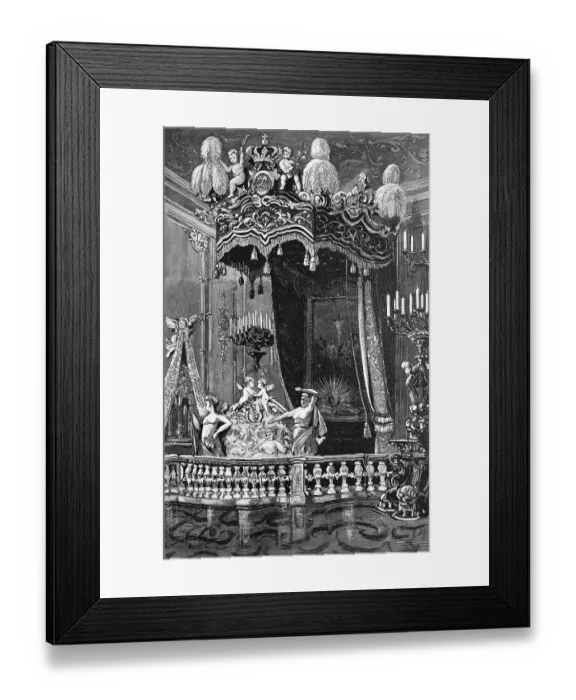 Framed Print : This magnificent bed of King Ludwig II of Bavaria in Schloss Herrenwoerth Castle