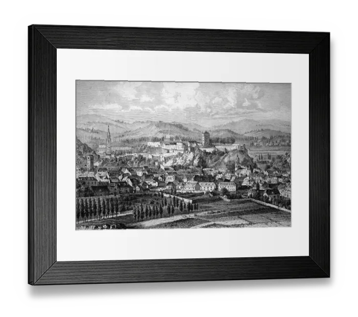 Framed Print : View over the pilgrimage town of Lourdes Framed Print : View over the pilgrimage town of Lourdes