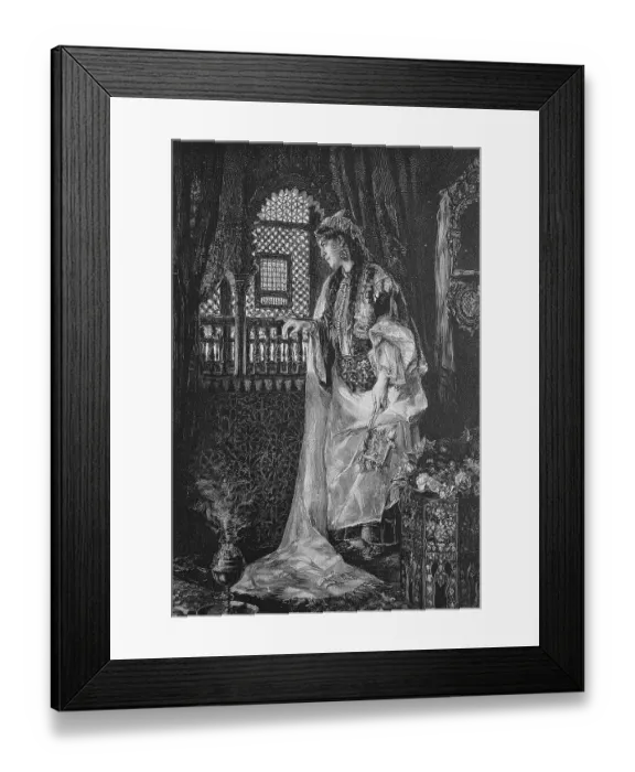 Framed Print : Woman in Morocco, historical engraving, 1880