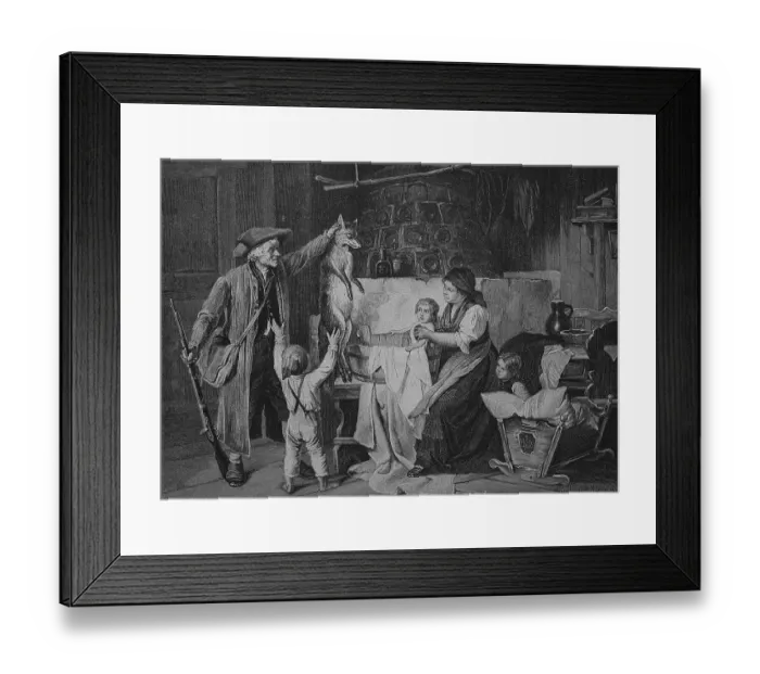 Framed Print : Hunter bringing a shot fox home with him