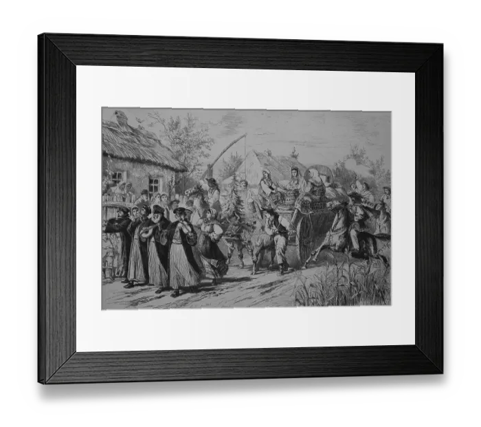 Framed Print : Wedding ceremony in Romania, historical engraving