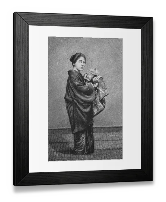 Framed Print : Japanese women's lives, Japanese mother Framed Print : Japanese women's lives, Japanese mother