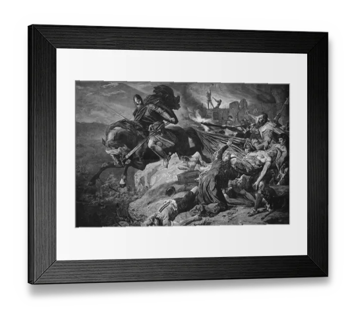 Framed Print : The last knight of Hohen-Realta plunging into the abyss of the Via Mala