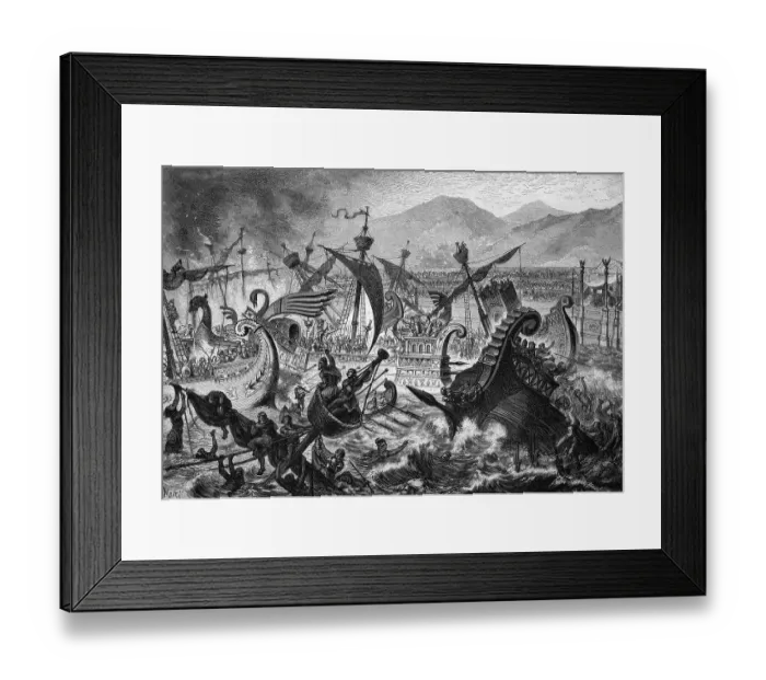Framed Print : Naval battle, organized as an exhibition fight for the people of Rome by Emperor Claudius