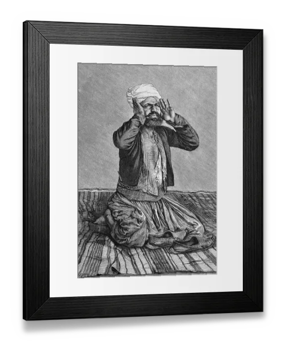 Framed Print : Praying Muslim, historical engraving, about 1888