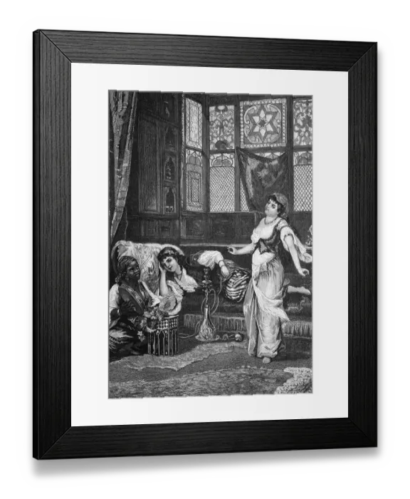 Framed Print : In a harem in Arabia, historical engraving, 1888