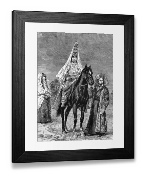 Framed Print : Bride in Kyrgyzstan, historical illustration Framed Print : Bride in Kyrgyzstan, historical illustration