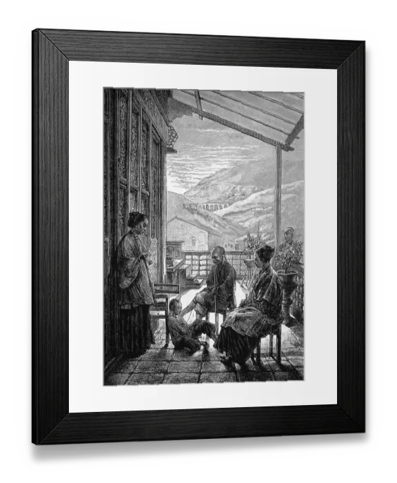 Framed Print : Family scene in ancient China, historical illustration
