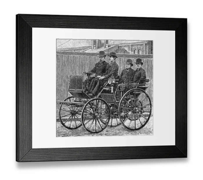 Framed Print : Cars with a daimler engine, historical illustration