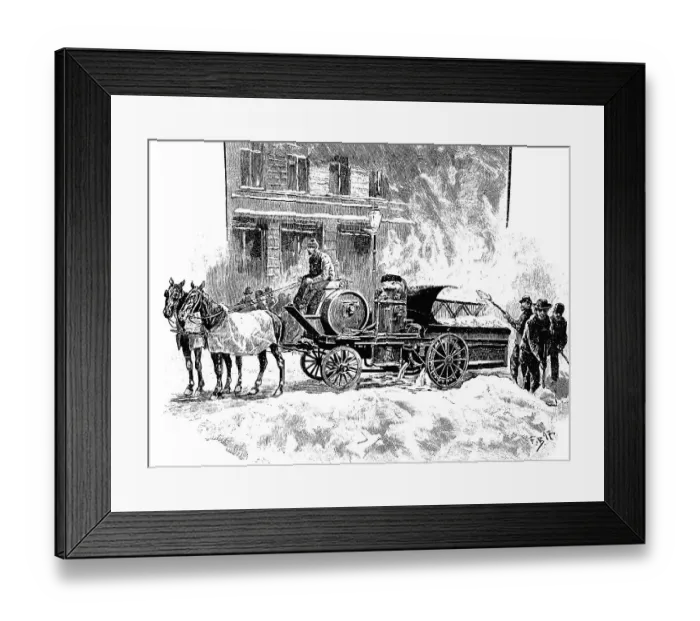 Framed Print : Snow melting machine in New York