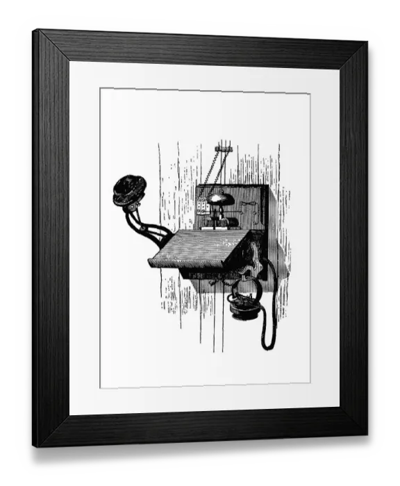 Framed Print : Historical telephone, Edison system