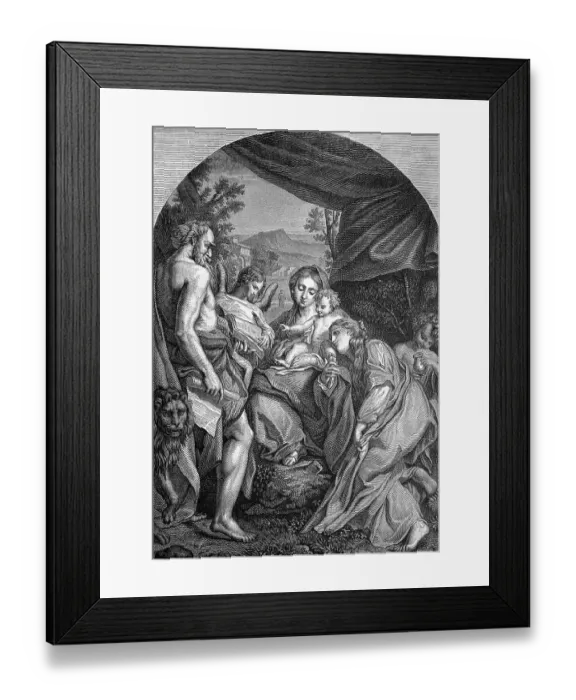 Framed Print : Madonna with St. Jerome, engraving after a painting by Correggio