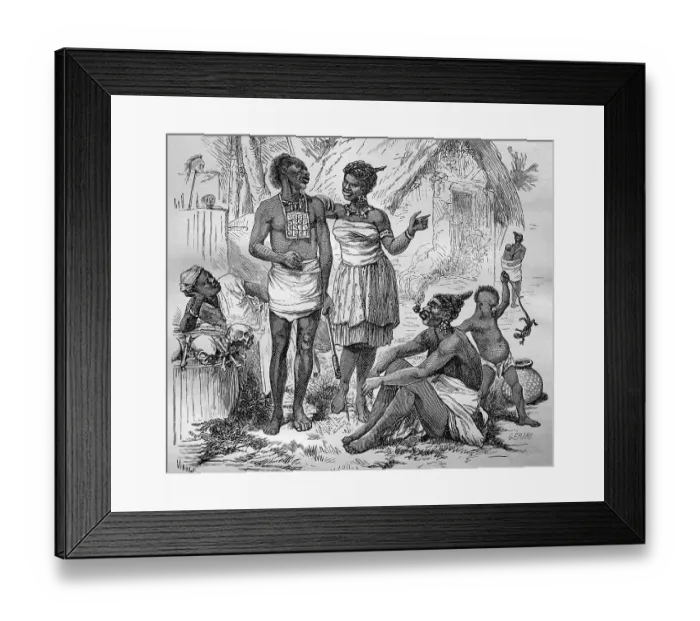 Framed Print : Natives in Senegal, Africa, historical woodcut