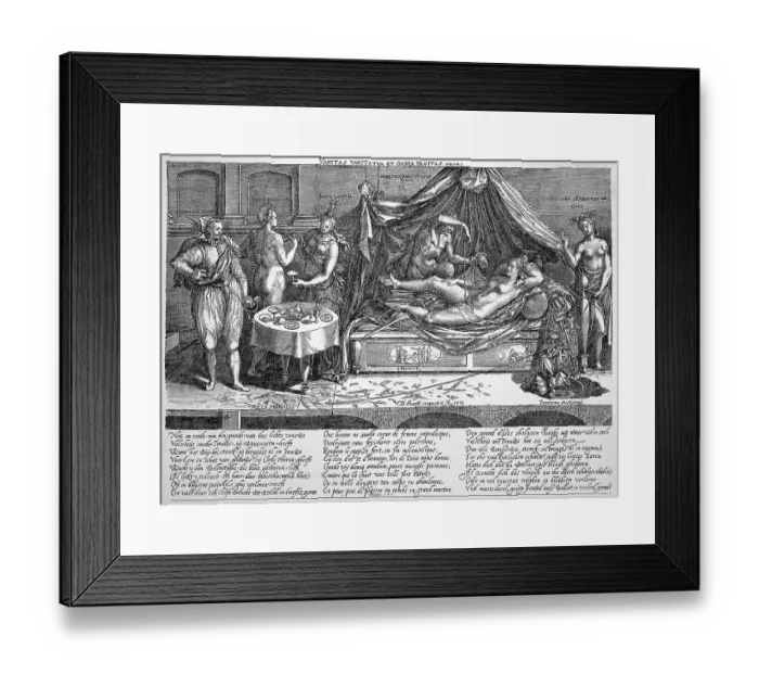 Framed Print : Orgy, symbolic and satirical copper engraving by W Framed Print : Orgy, symbolic and satirical copper engraving by W