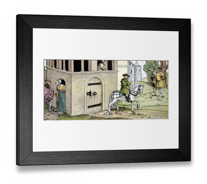 Framed Print : The unfaithful woman, woodcut of a Nuremberg master Framed Print : The unfaithful woman, woodcut of a Nuremberg master