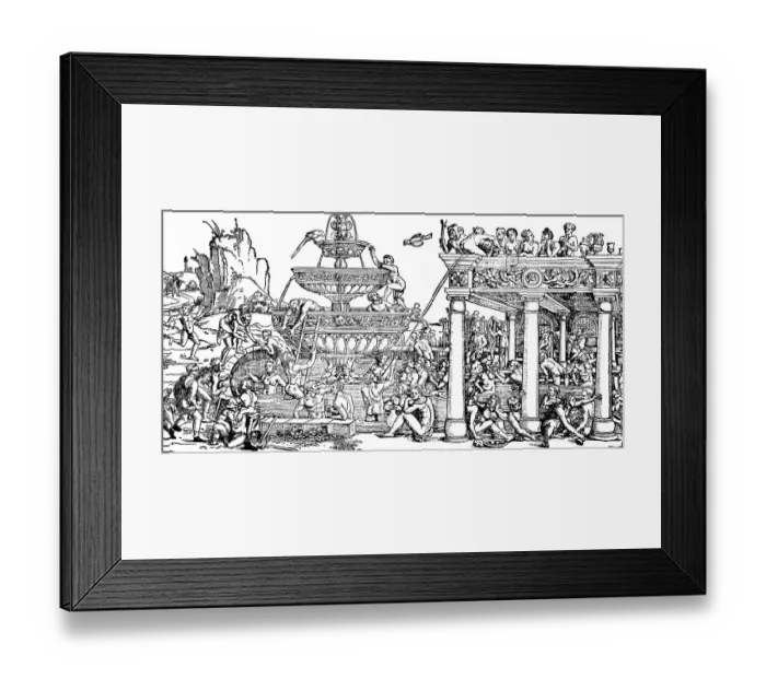 Framed Print : The Fountain of Youth, woodcut by HS Beham