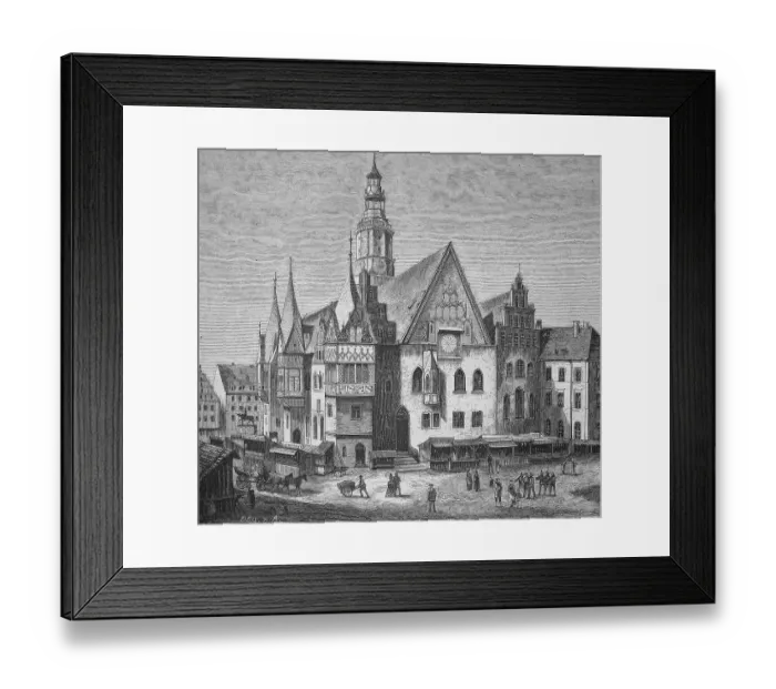 Framed Print : Historical illustration, Wroclaw townhall