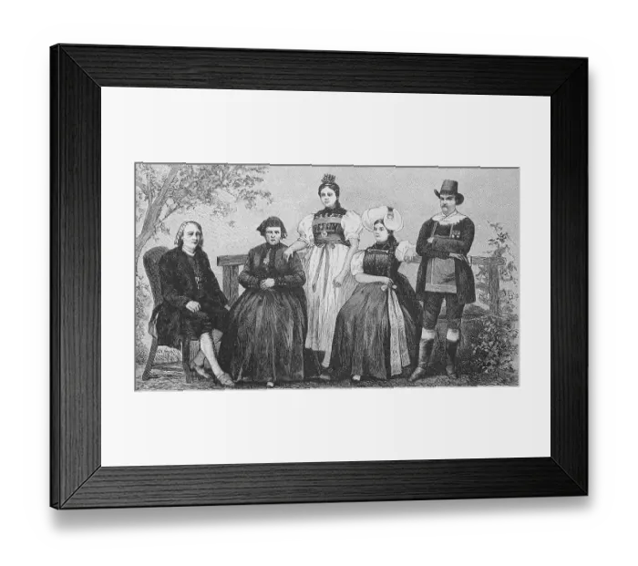 Framed Print : People from the Black Forest in their popular costumes
