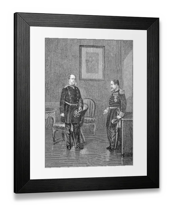 Framed Print : King William and Napoleon III. after the capitulation of Sedan in Bellevue Castle on September 2 Framed Print : King William and Napoleon III. after the capitulation of Sedan in Bellevue Castle on September 2