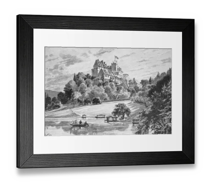 Framed Print : Seefeld Castle, woodcut from the year 1888 Framed Print : Seefeld Castle, woodcut from the year 1888