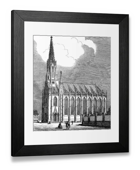 Framed Print : The church Aukirche, woodcut, 1885 Framed Print : The church Aukirche, woodcut, 1885