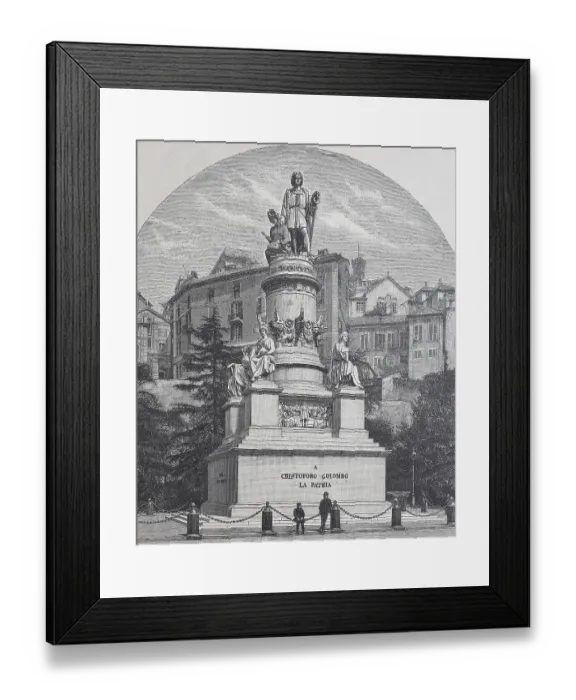 Framed Print : The Columbus Monument, woodcut Framed Print : The Columbus Monument, woodcut