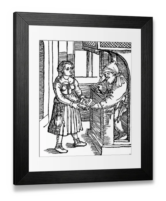 Framed Print : Public scriber, scrivener, woodcut 1522
