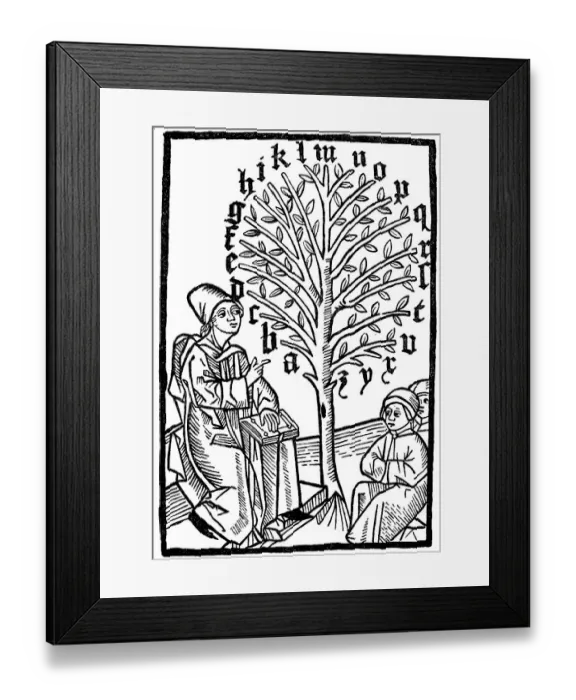 Framed Print : A teacher teaches students the ABC