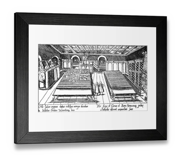 Framed Print : Disputation im Collegium illustre at Tuebingen