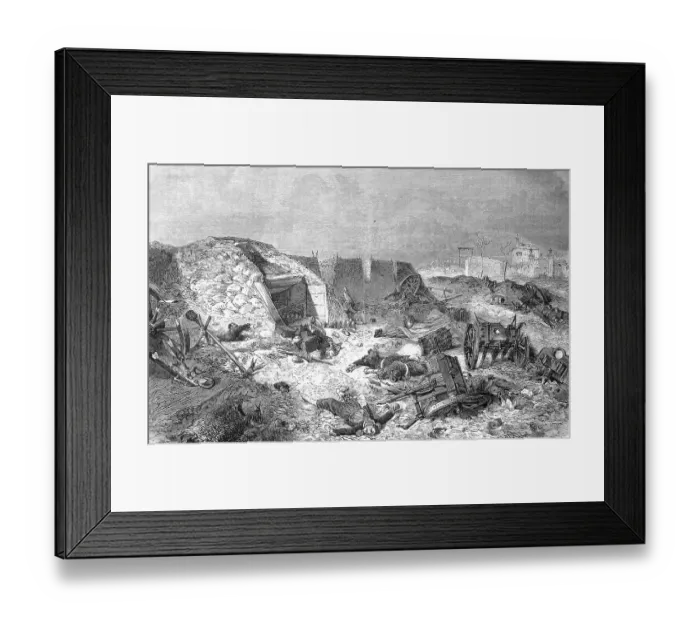 Framed Print : Theater of war with dead, abandoned French battery on the Mount Abron