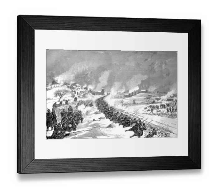 Framed Print : Battle of the railway embankment at Bethoncourt on 16 January 1871