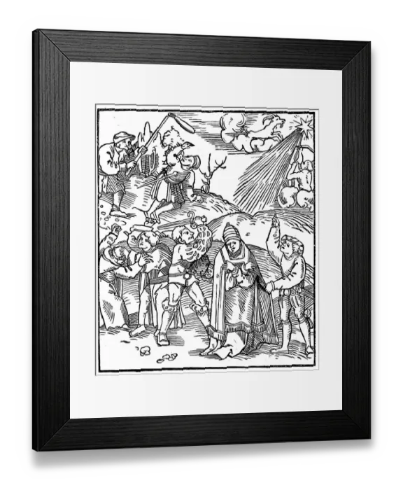 Framed Print : Fight against the papacy, woodcut from 1522