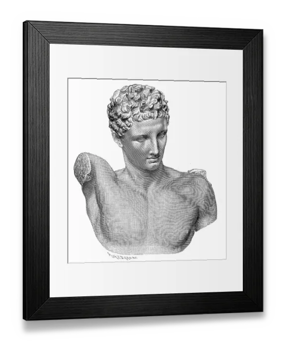 Framed Print : Marble statue of Hermese, Messenger of the gods