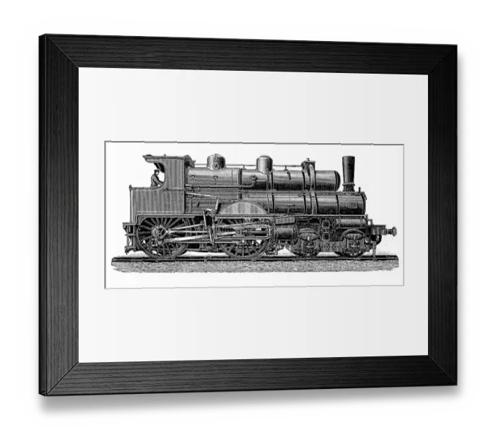 Framed Print : Locomotives from the 19th century