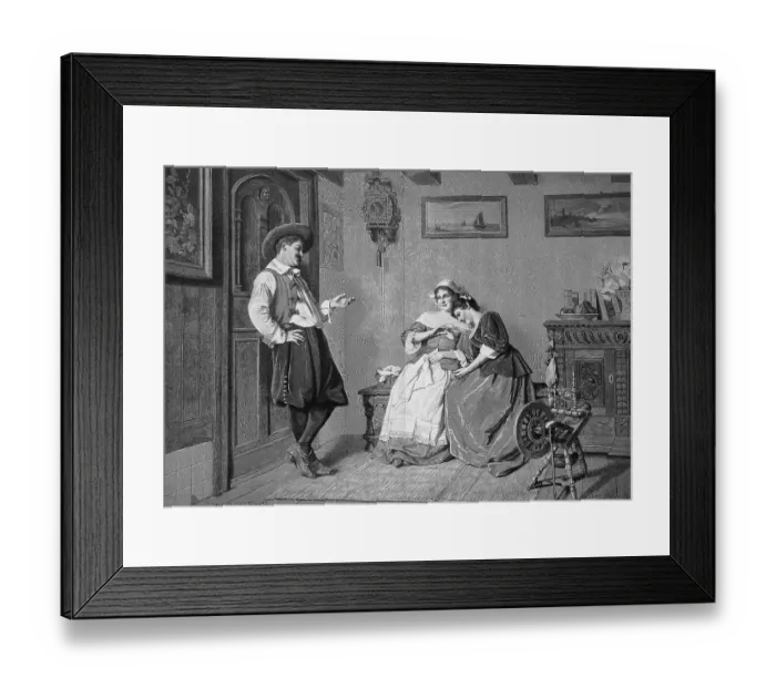 Framed Print : Situation in a living room in 1850 Framed Print : Situation in a living room in 1850