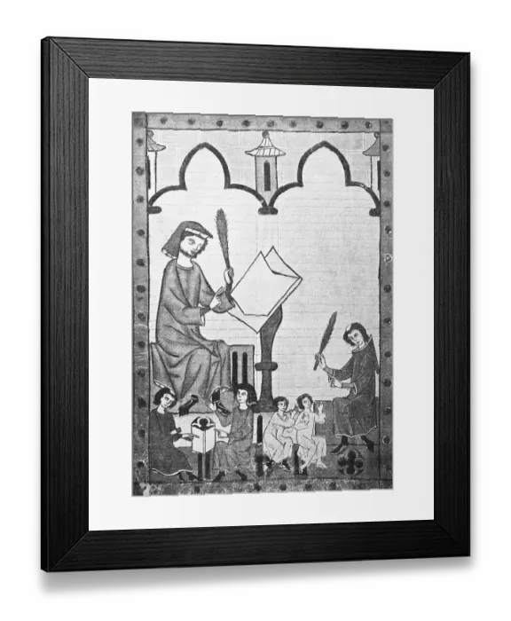 Framed Print : Teacher und child in the middle ages from the Codex Manesse