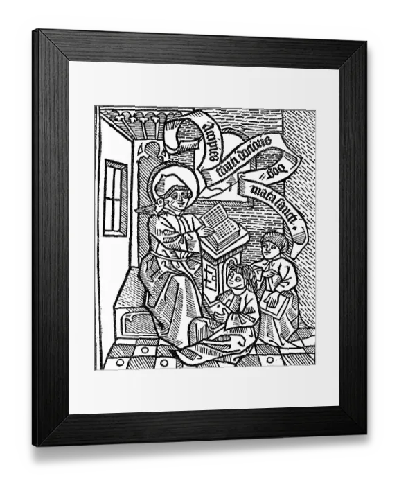 Framed Print : Teacher Thomas Aquinas and two students