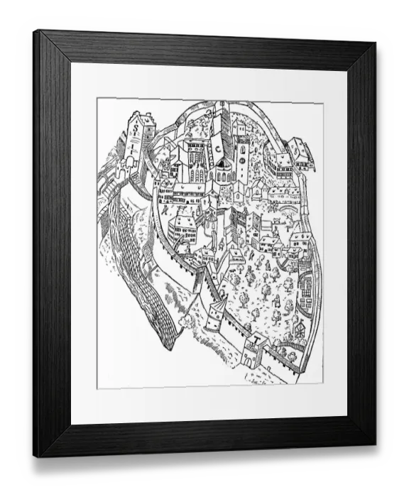 Framed Print : Monastery of St. Gallen, 1880, woodcut Framed Print : Monastery of St. Gallen, 1880, woodcut
