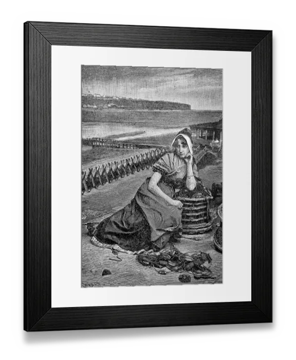 Framed Print : Girl from Helgoland, 1878, woodcut