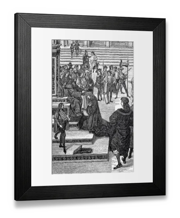 Framed Print : Frederick III. gives Aeneas Silvius Piccolomini