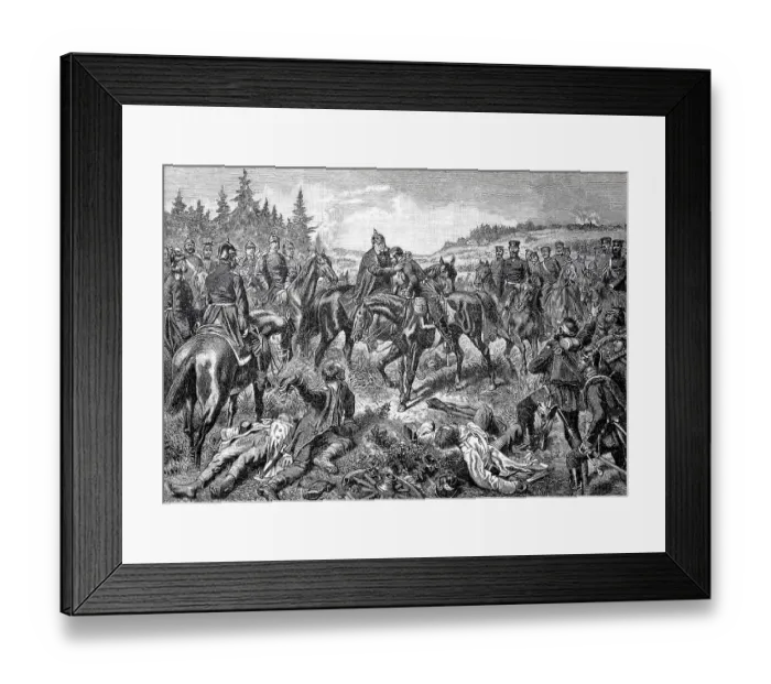 Framed Print : King William and Crown Prince Friedrich Wilhelm in the evening after the Battle of Koeniggraetz Framed Print : King William and Crown Prince Friedrich Wilhelm in the evening after the Battle of Koeniggraetz