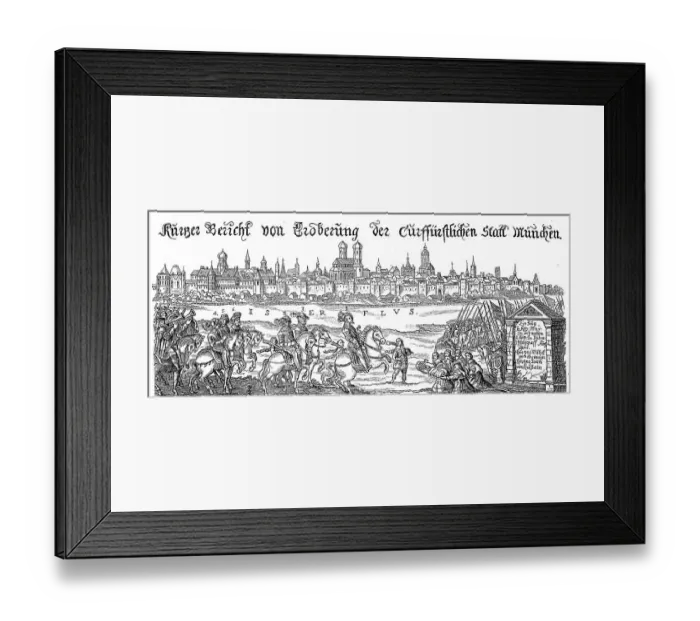 Framed Print : May 1632, King Gustav II approached Adolf with his troops and made a solemn entrance into the city of Munich