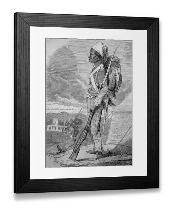 Framed Print : A Tunisian soldier with a backpack and a musket Framed Print : A Tunisian soldier with a backpack and a musket