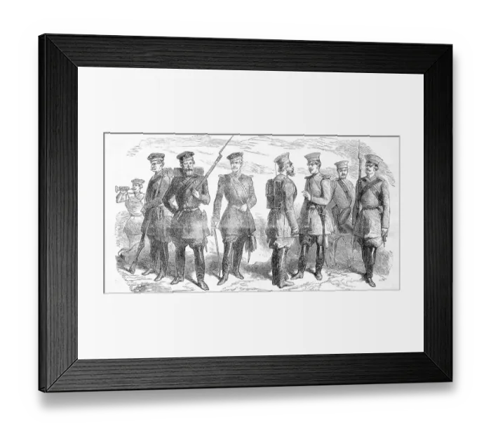 Framed Print : Various war uniforms, on the left Framed Print : Various war uniforms, on the left
