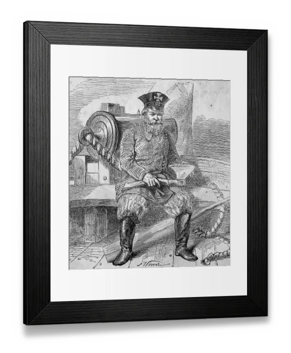 Framed Print : Man in the uniform of the See Realm Defence with hatchet Framed Print : Man in the uniform of the See Realm Defence with hatchet
