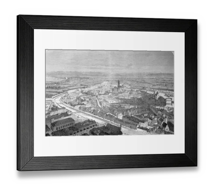Framed Print : View of the city of Strasbourg from a bird's eye view Framed Print : View of the city of Strasbourg from a bird's eye view