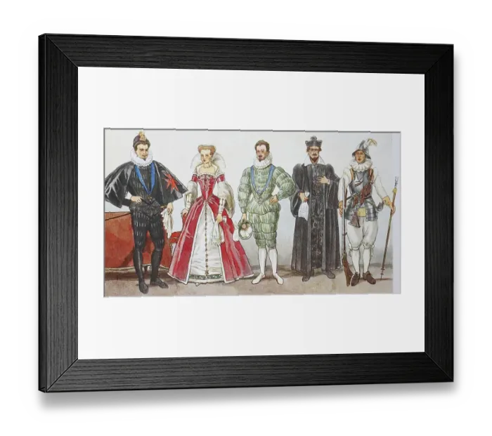 Framed Print : Fashion, historical clothing in France Framed Print : Fashion, historical clothing in France